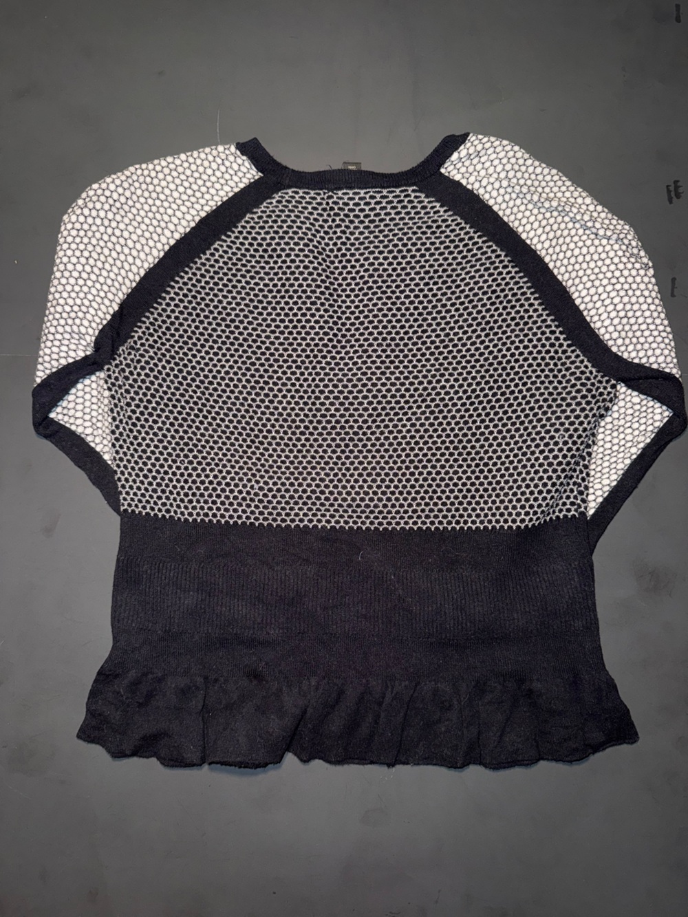 Worthington Black & White Honeycomb Knit Crewneck Sweater - Picture 3 of 3